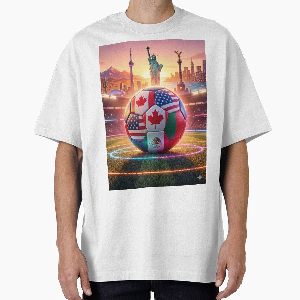 North America Soccer 2026  USA Canada Mexico Football Stadium Design by droidtech Unisex T-shirt, Sweatshirt, Hoodie, Long Sleeve Tee - T-Shirt, Sweatshirt, Hoodie