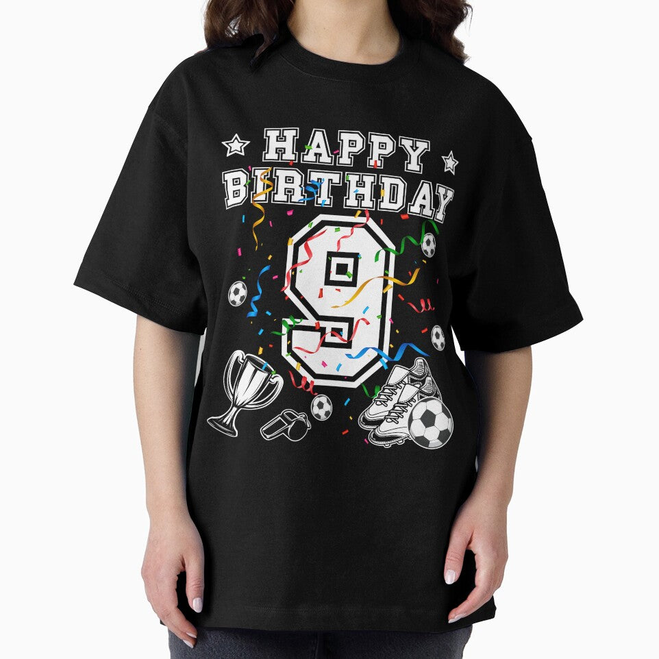 Soccer Birthday 9 Years jersey ball by -Designs - Adult & Kids T-Shirts, Sweatshirts & Hoodies apparel design preview 2