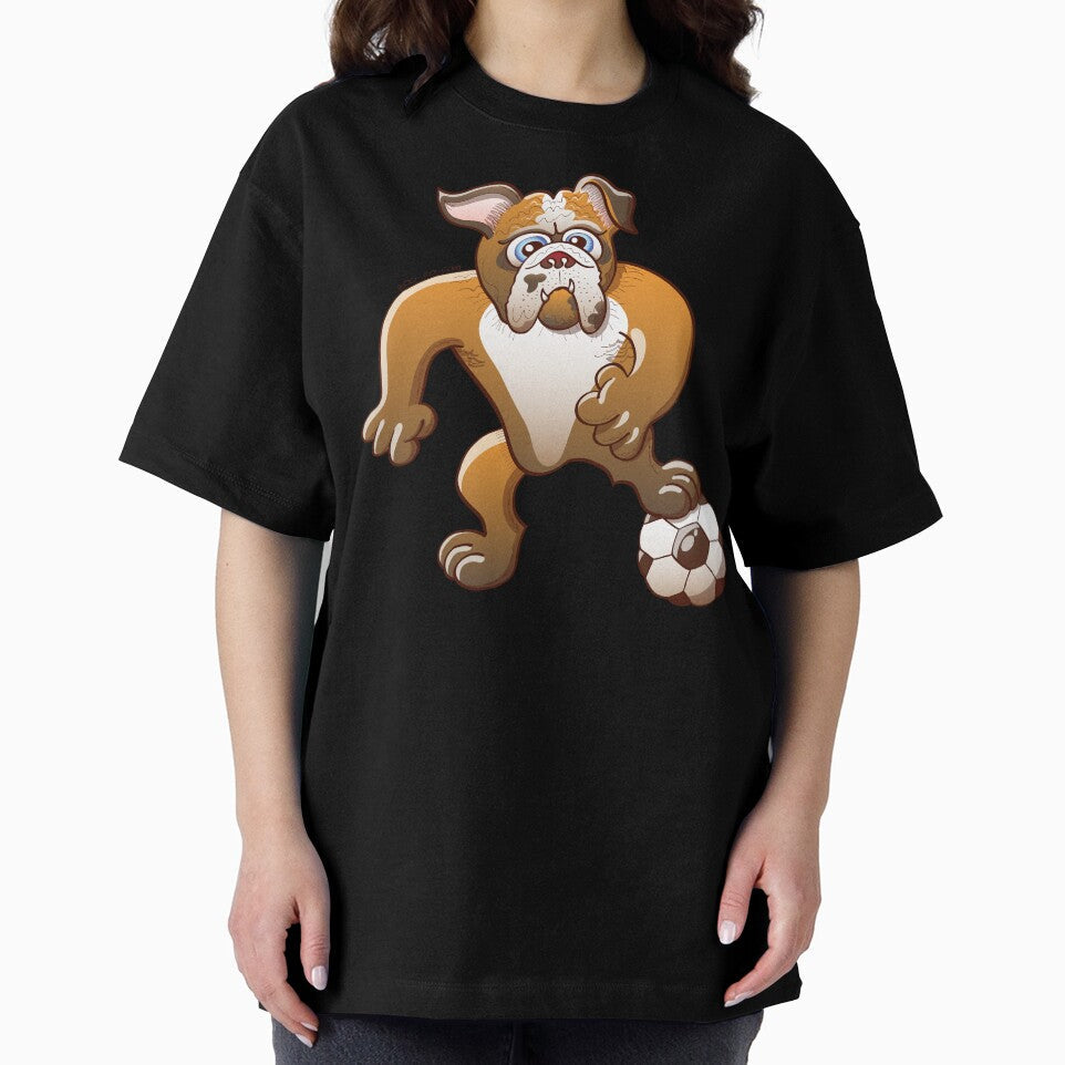 Bulldog Preparing to Kick a Soccer Ball by Zoo-co - Adult & Kids T-Shirts, Sweatshirts & Hoodies apparel design preview 2