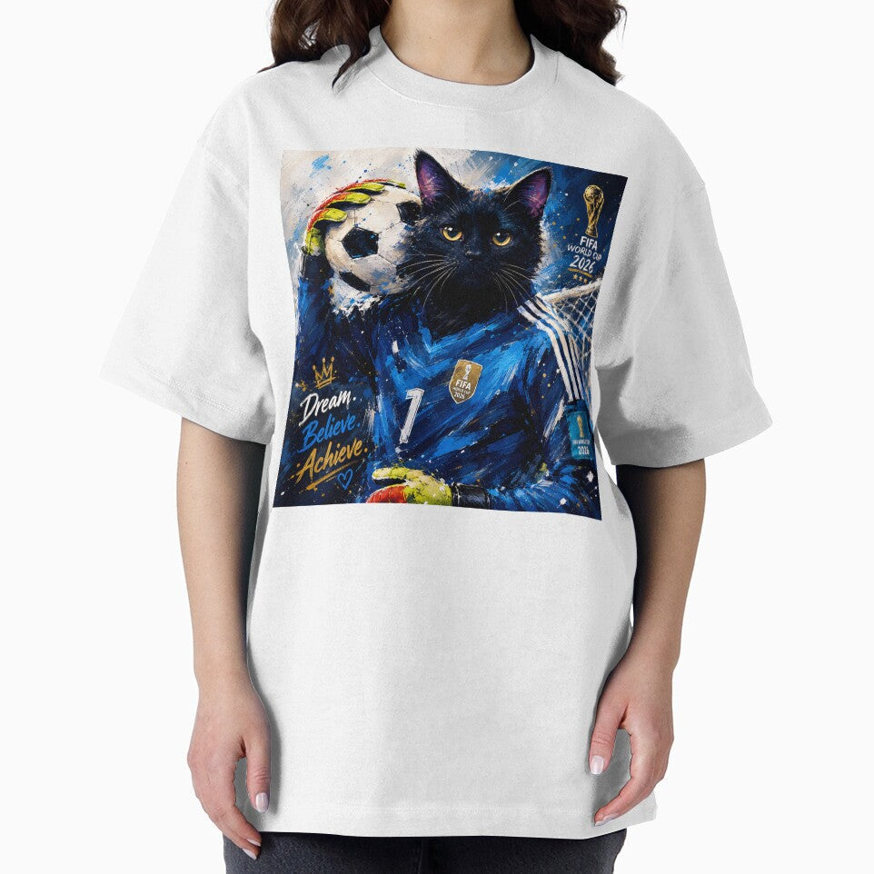 Soccer Goalkeeper Cat Art Cute Black Football - Adult & Kids T-Shirts, Sweatshirts & Hoodies apparel design preview 2