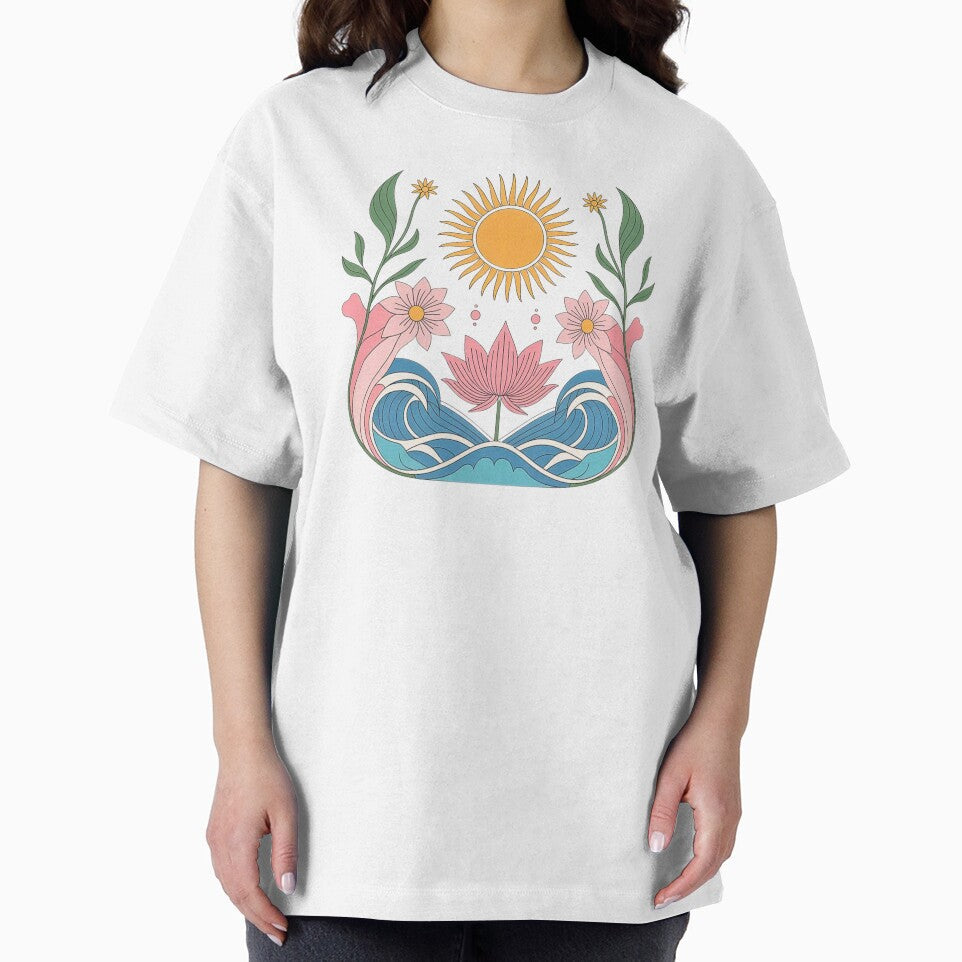 Boho Lotus Ocean Waves by VibrArtco - Adult & Kids T-Shirts, Sweatshirts & Hoodies apparel design preview 2