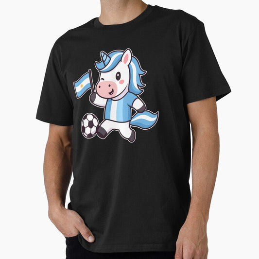 Argentina Unicorn Soccer  Playful Football Design by Serbin Unisex T-shirt, Sweatshirt, Hoodie, Long Sleeve Tee - T-Shirt, Sweatshirt, Hoodie