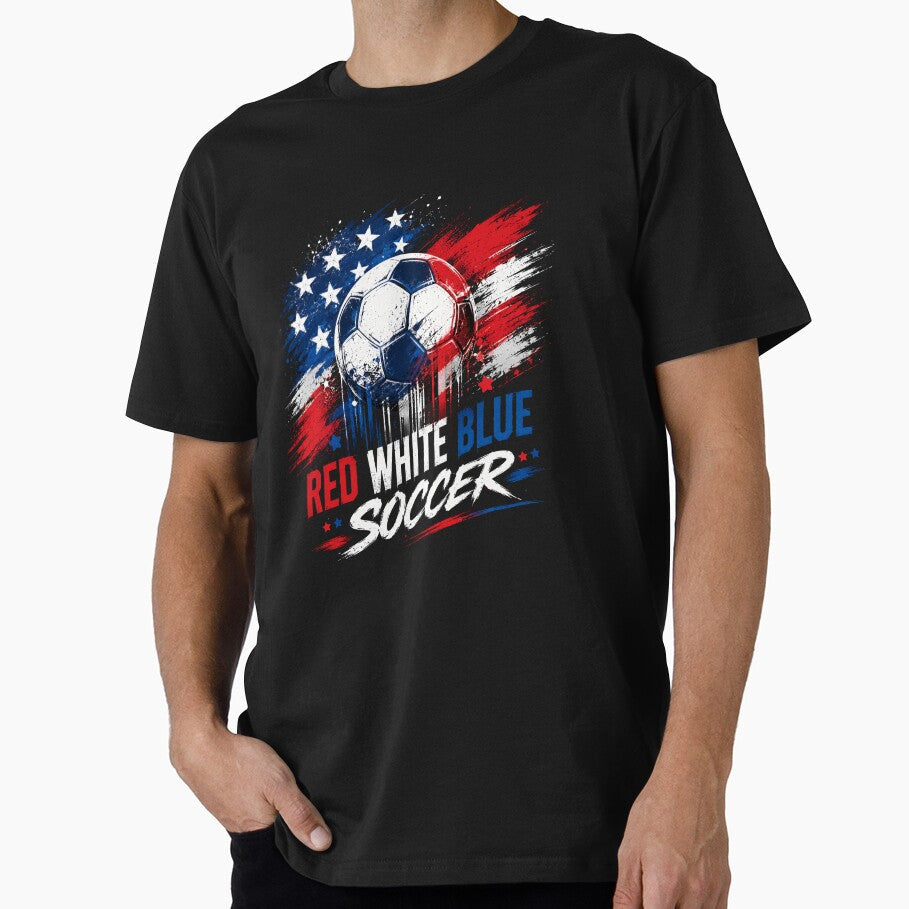Red White Blue USA Soccer Fan Pride Gift by CleanDecor Unisex T-shirt, Sweatshirt, Hoodie, Long Sleeve Tee - T-Shirt, Sweatshirt, Hoodie