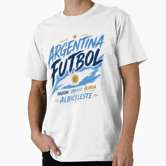 Argentina Football Typography Design | Modern Soccer Fan Artwork by TKOprintdesigns Unisex T-shirt, Sweatshirt, Hoodie, Long Sleeve Tee - T-Shirt, Sweatshirt, Hoodie