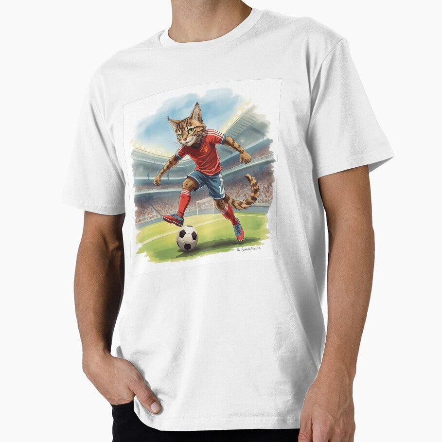 Cute Brown Cat Soccer Star Professional Footballer - Adult & Kids T-Shirts, Sweatshirts & Hoodies apparel design preview 1