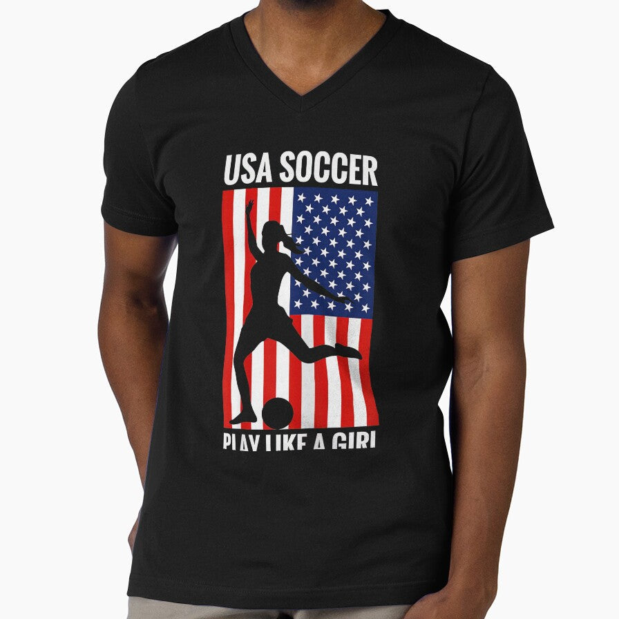 USA Soccer Play Like A Girl Shirt | American Women's Football Fan Design by 3liegy Unisex T-shirt, Sweatshirt, Hoodie, Long Sleeve Tee - T-Shirt, Sweatshirt, Hoodie