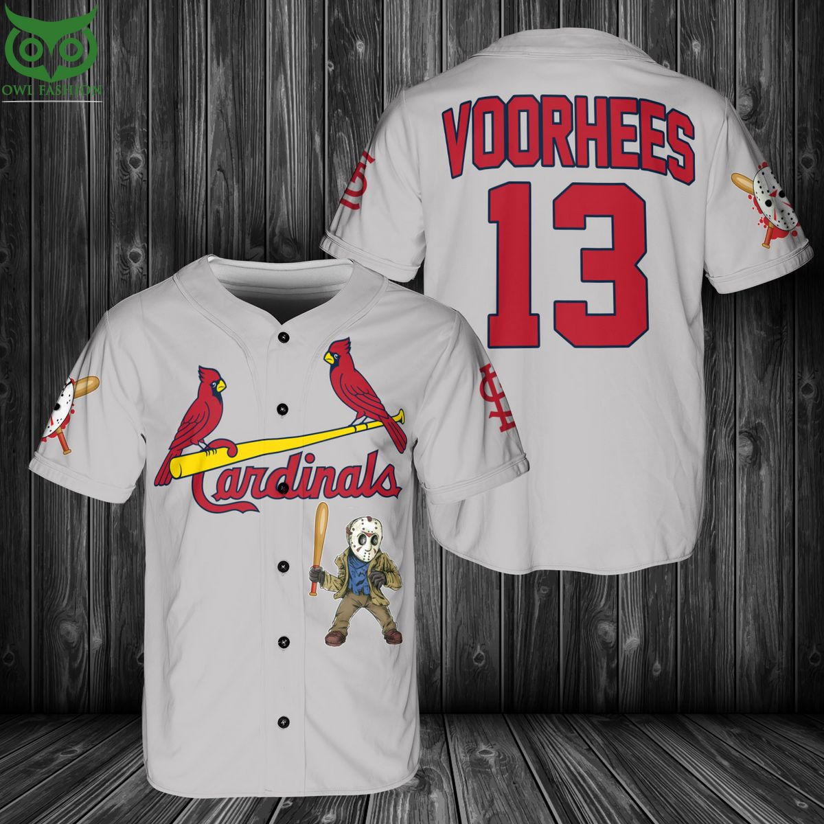 St.Louis Cardinals Jason Voorhees Baseball Jersey Shirt baseball jersey product view 1