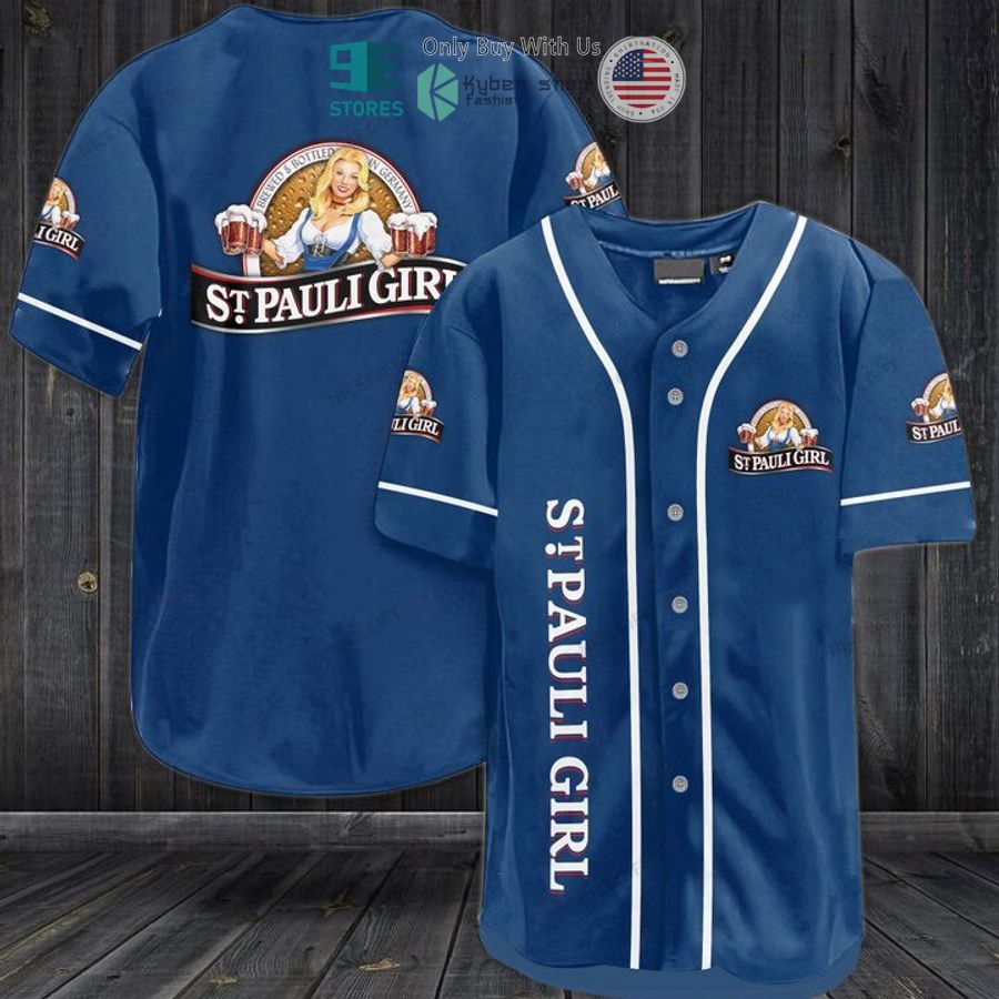 BEST St Pauli Girl logo blue Baseball Jersey baseball jersey product view 1
