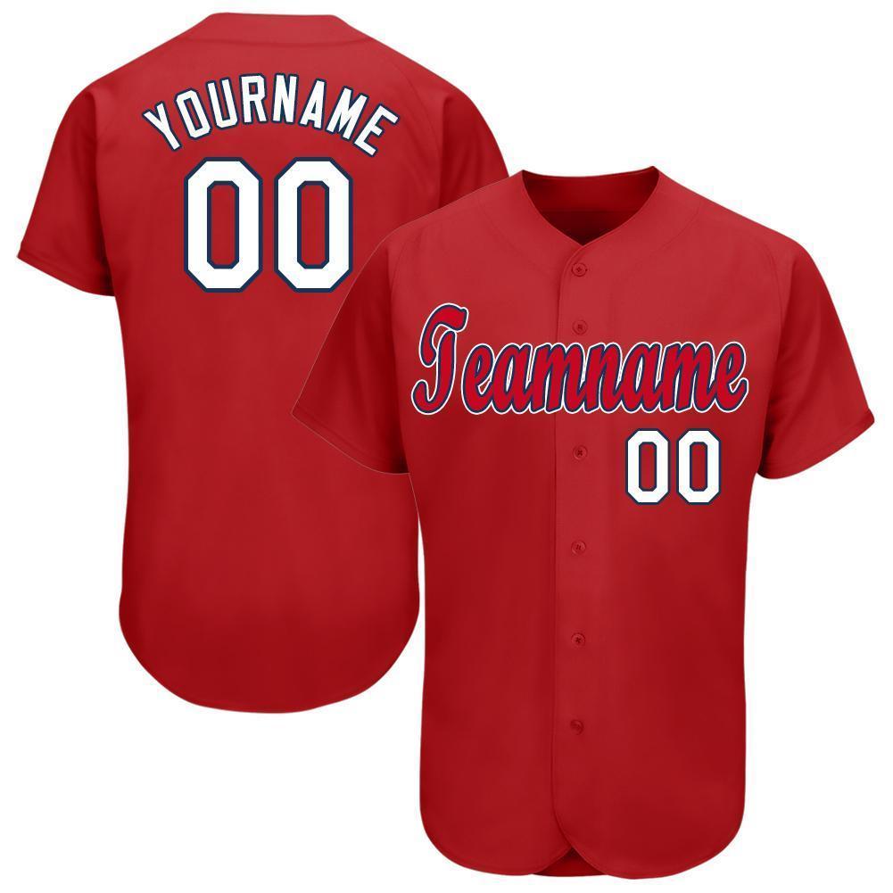Custom Red White-Navy Baseball Jersey baseball jersey product view 1