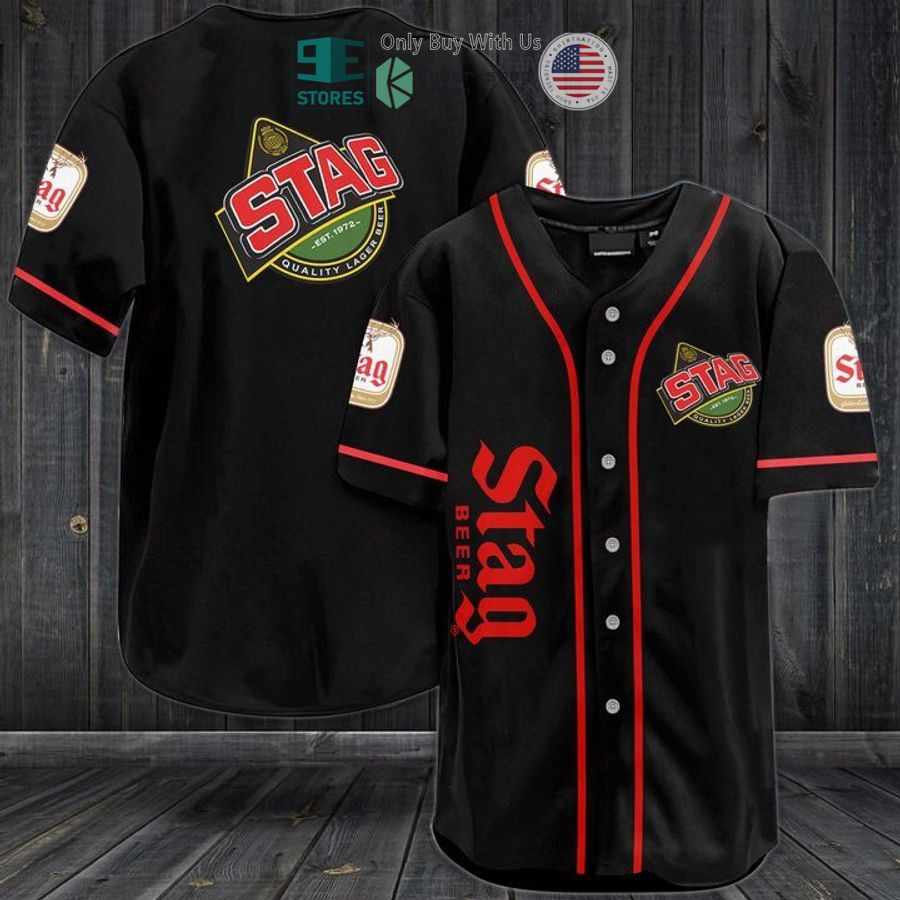 BEST Stag Beer logo black Baseball Jersey baseball jersey product view 1