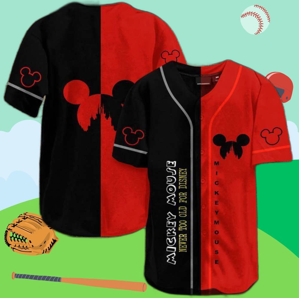 Stay Forever Young with the Never Too Old Mouse Baseball Jersey - Aopprinter baseball jersey product view 1