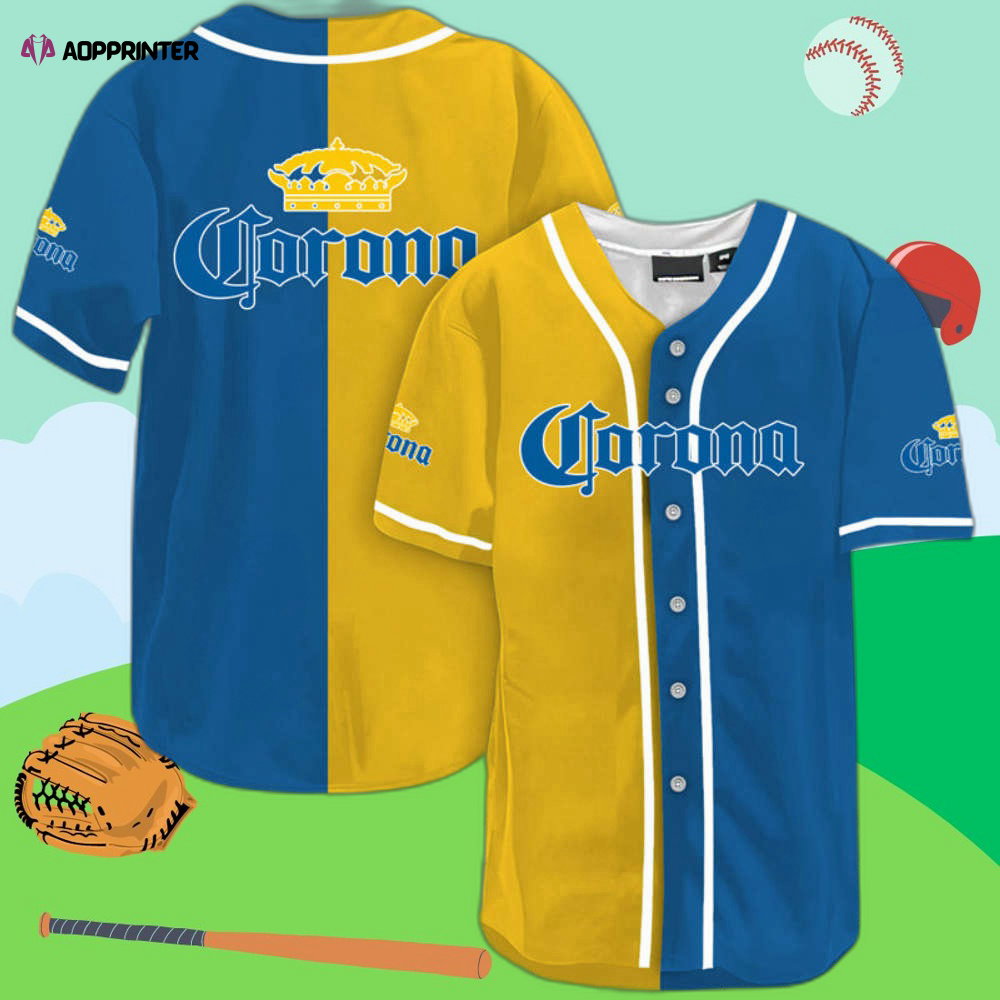 Stay Stylish with a Blue Split Corona Extra Baseball Jersey baseball jersey product view 1