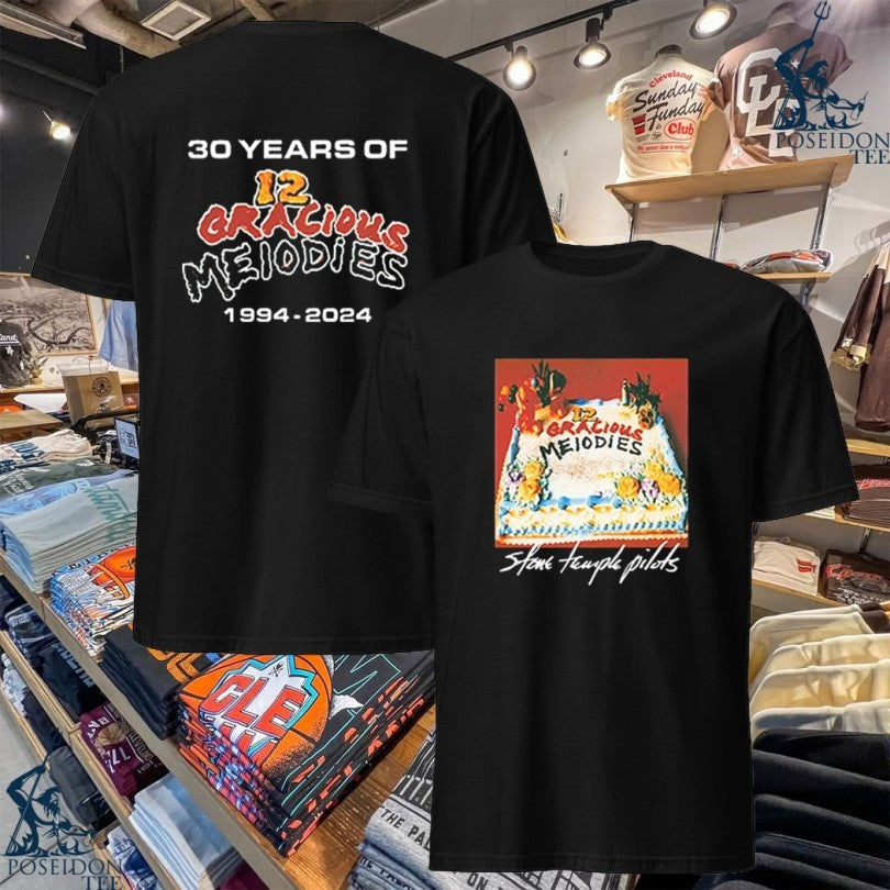 Stone Temple Pilots 12 Gracious Melodies 30th Anniversary T-shirt Unisex T-shirt, Sweatshirt, Hoodie, Long Sleeve Tee - T-Shirt, Sweatshirt, Hoodie