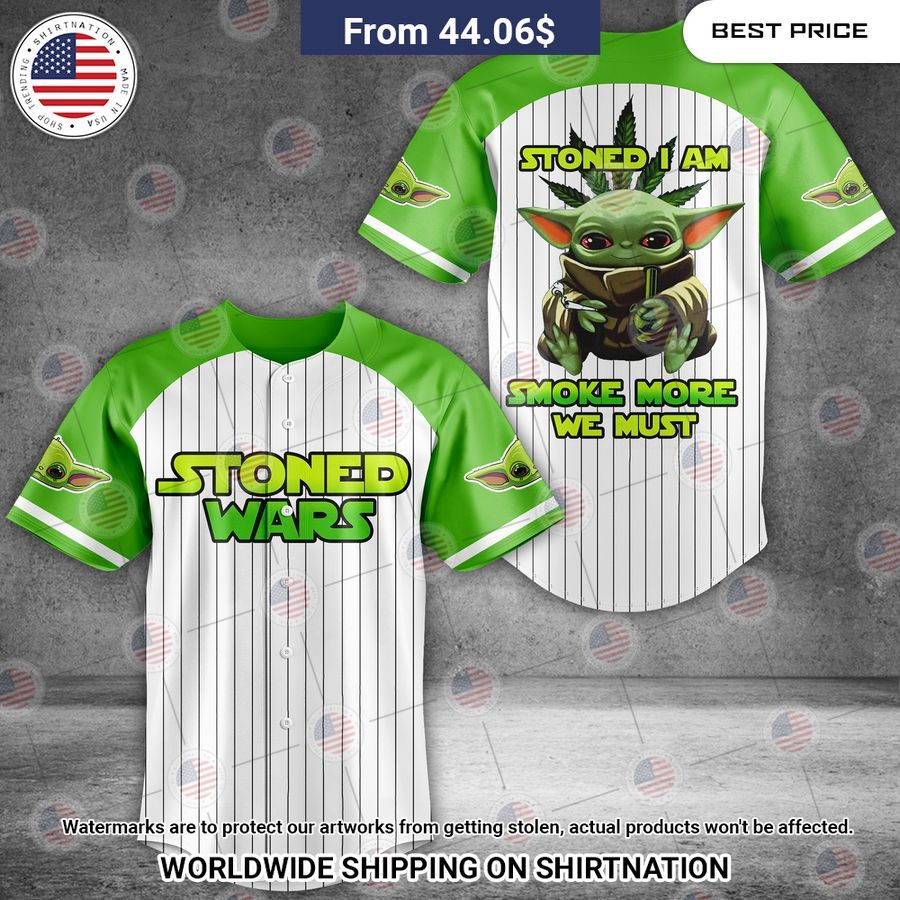 Stoned Wars Stoned I Am Yoda Baseball Jersey baseball jersey product view 1