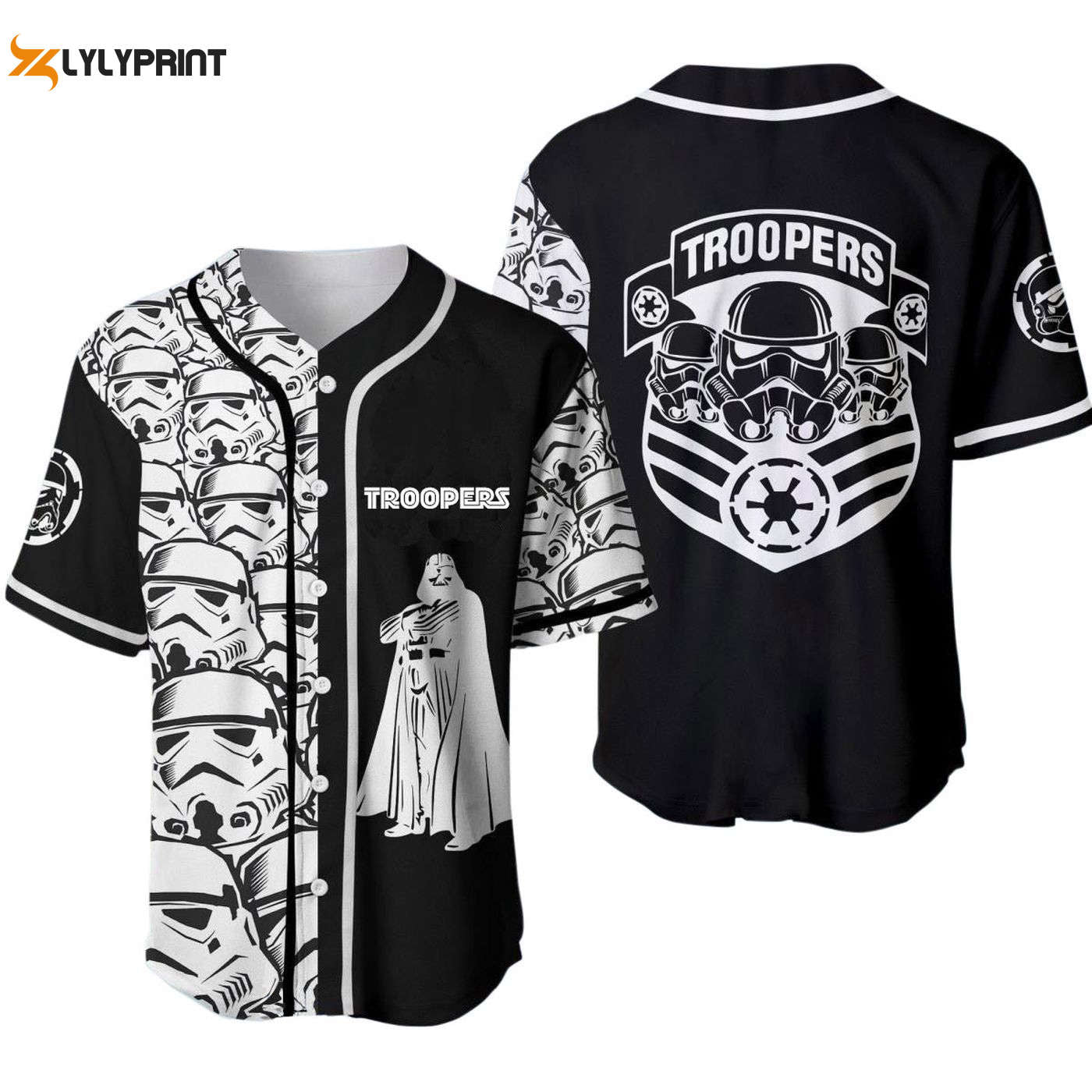 Stormtrooper White Black Baseball Jersey - Gift for Men Women - Gift for Men Women - lylyprint.com baseball jersey product view 1