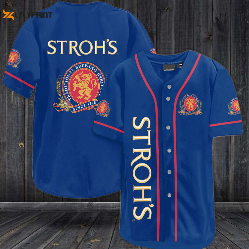 Stroh's Since 1775 Beer Baseball Jersey - lylyprint.com baseball jersey product view 1
