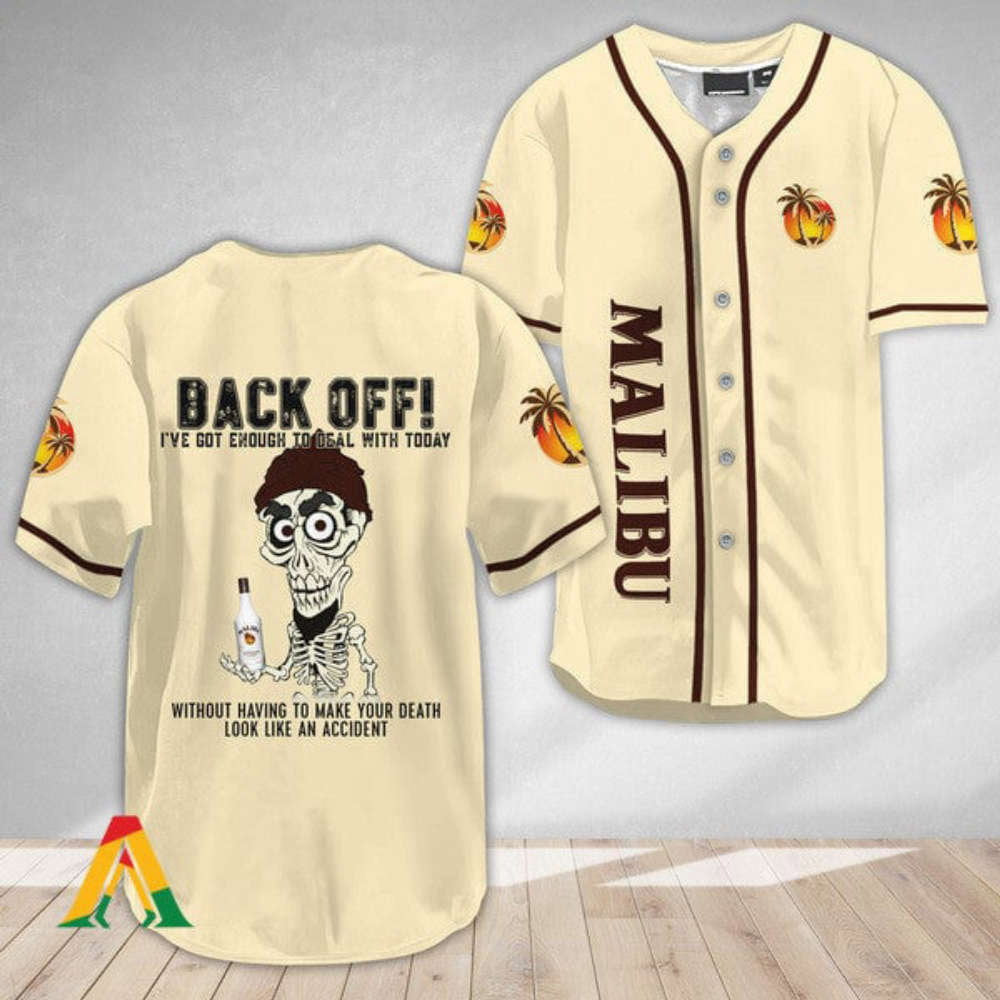 Stylish Achmed Baseball Jersey with Malibu Rum: Back Off! Shop Now - Aopprinter baseball jersey product view 2