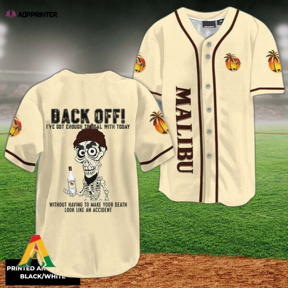 Stylish Achmed Baseball Jersey with Malibu Rum: Back Off! Shop Now - Aopprinter baseball jersey product view 1