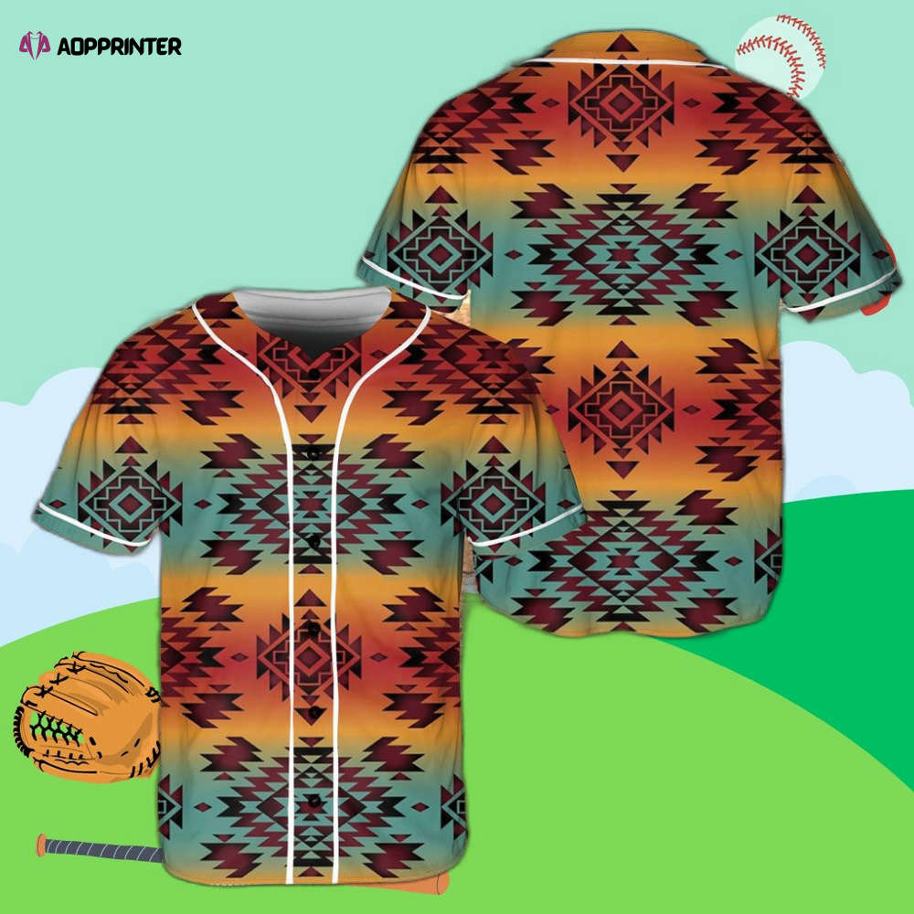 Stylish Blue Orange Pattern Baseball Jersey for Native Athletes baseball jersey product view 1