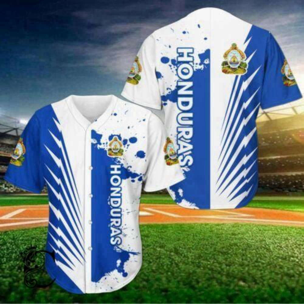 Stylish Blue White Honduras Baseball Jersey - Simple Design Top Quality - Aopprinter baseball jersey product view 2