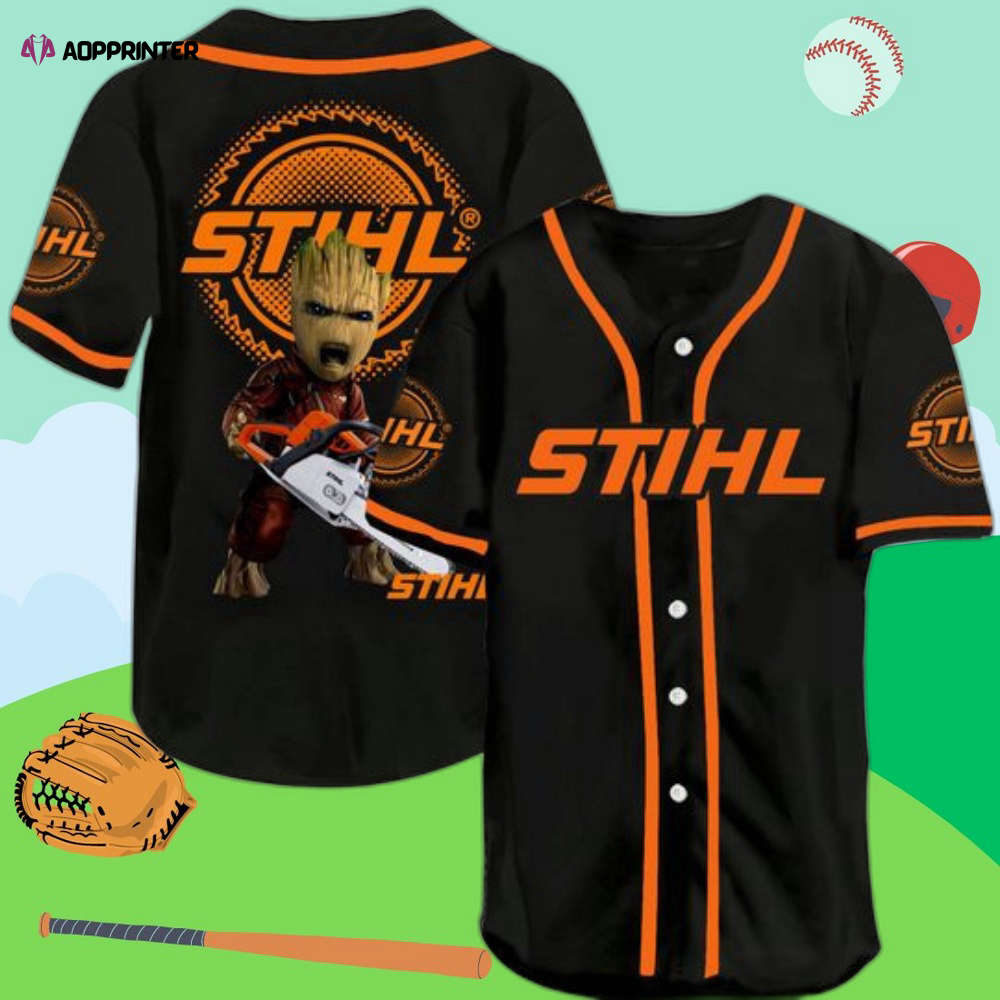 Stylish Groot Stihl Chainsaw Baseball Jersey - Perfect Blend of Sporty and Powerful Design - Aopprinter baseball jersey product view 1