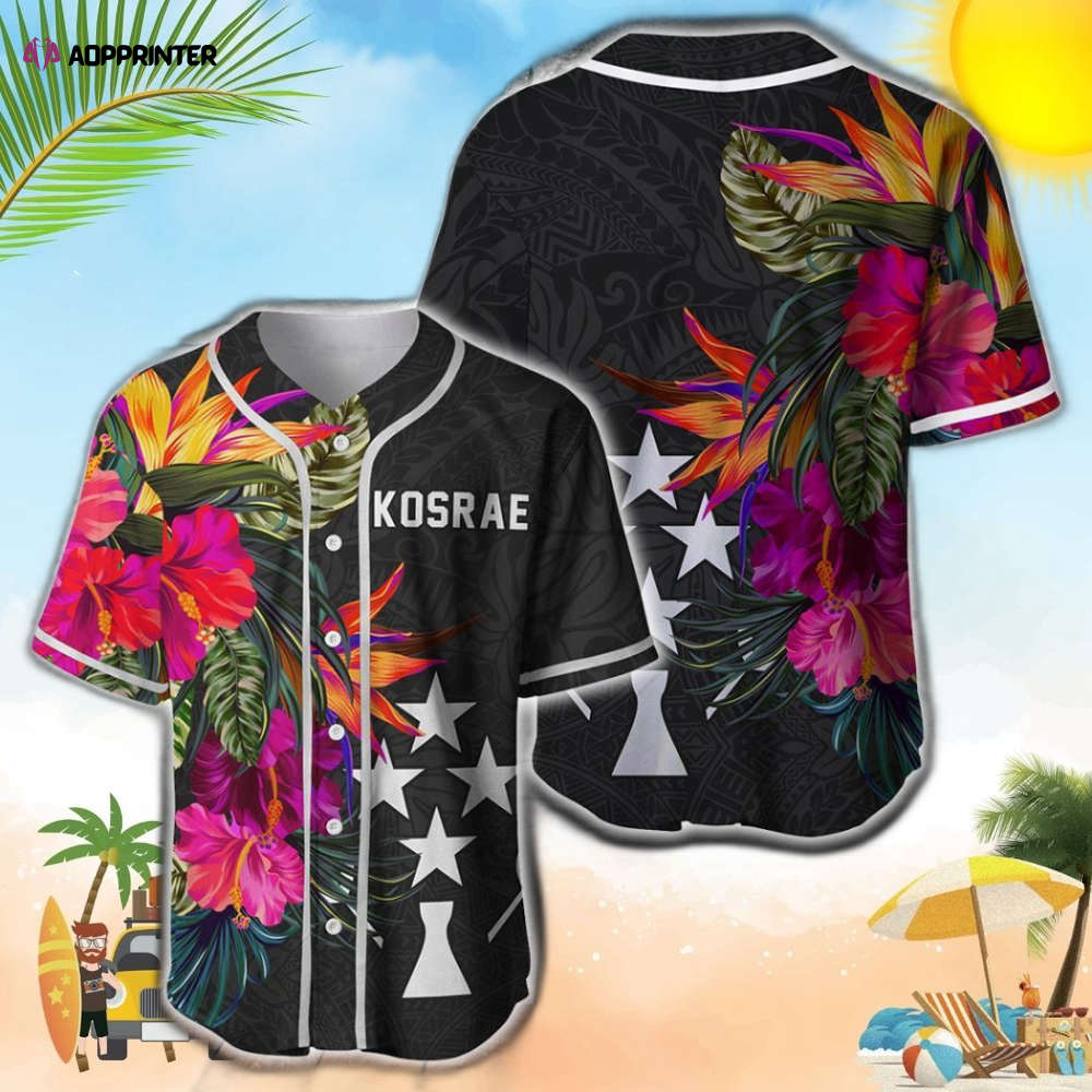 Stylish Kosrae Micronesian Hibiscus Baseball Jersey: Unique Design for Sports Enthusiasts - Aopprinter baseball jersey product view 1