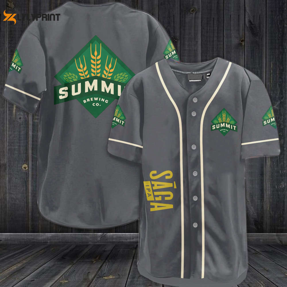 Summit Brewing Co. Saga IPA Baseball Jersey - Gray - lylyprint.com baseball jersey product view 1