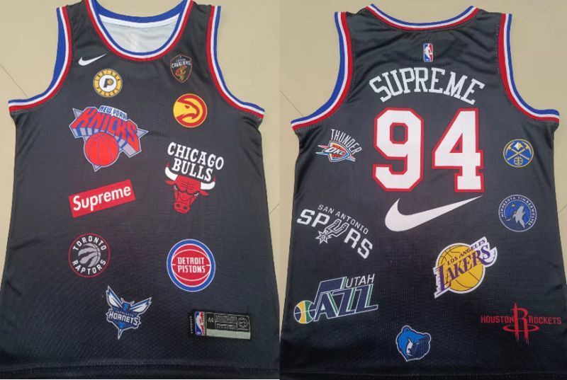 supre Collaboration 94 # Black Basketball Jersey basketball jersey product view 1