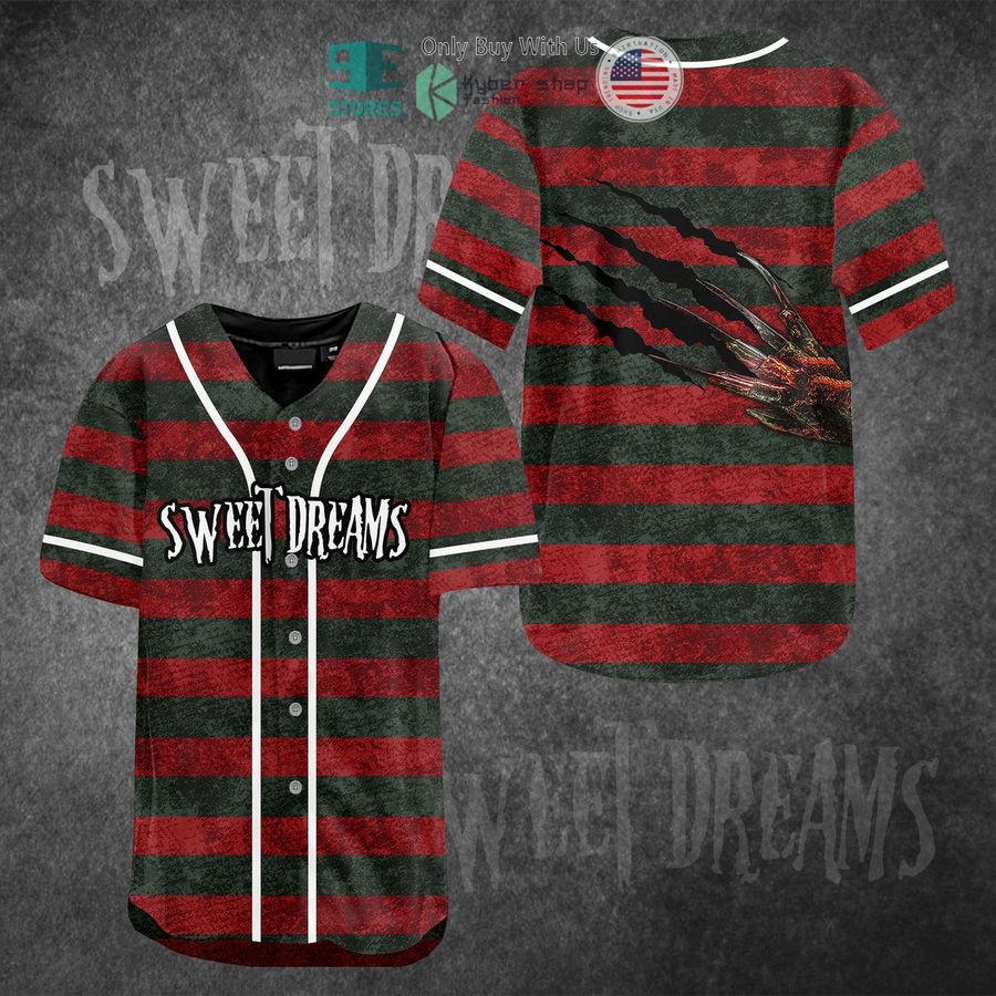 BEST Sweat Dreams Freddy Krueger costume Baseball Jersey baseball jersey product view 1