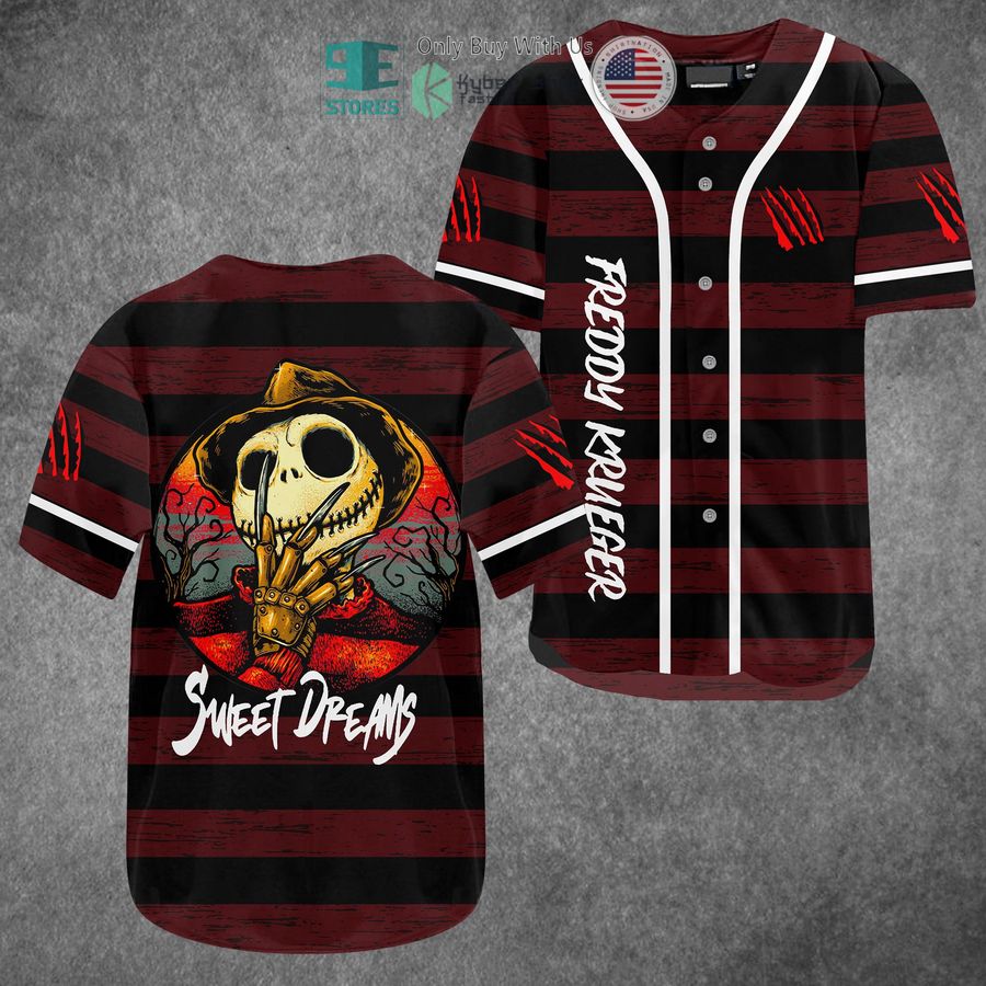BEST Sweat Dreams Jack Skellington Freddy Krueger costume Baseball Jersey baseball jersey product view 1