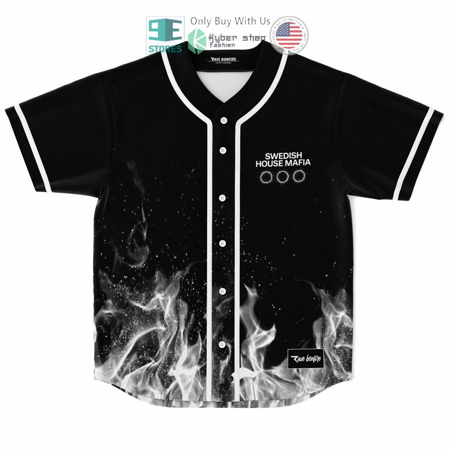 BEST Swedish House Mafia fire black Baseball Jersey baseball jersey product view 1