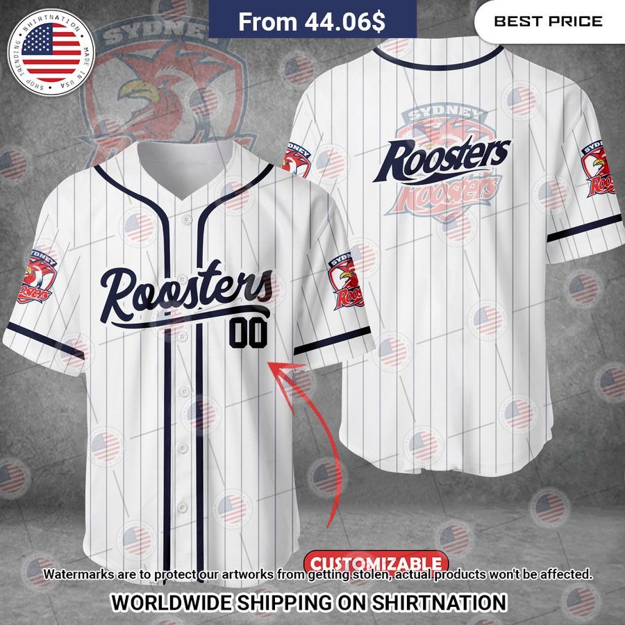 Sydney Roosters Custom Baseball Jersey baseball jersey product view 1