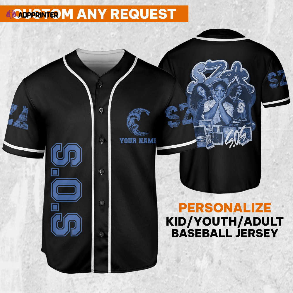 SZA Retro Vintage SOS Baseball Jersey – New Album Merch & Tour 2023 baseball jersey product view 1
