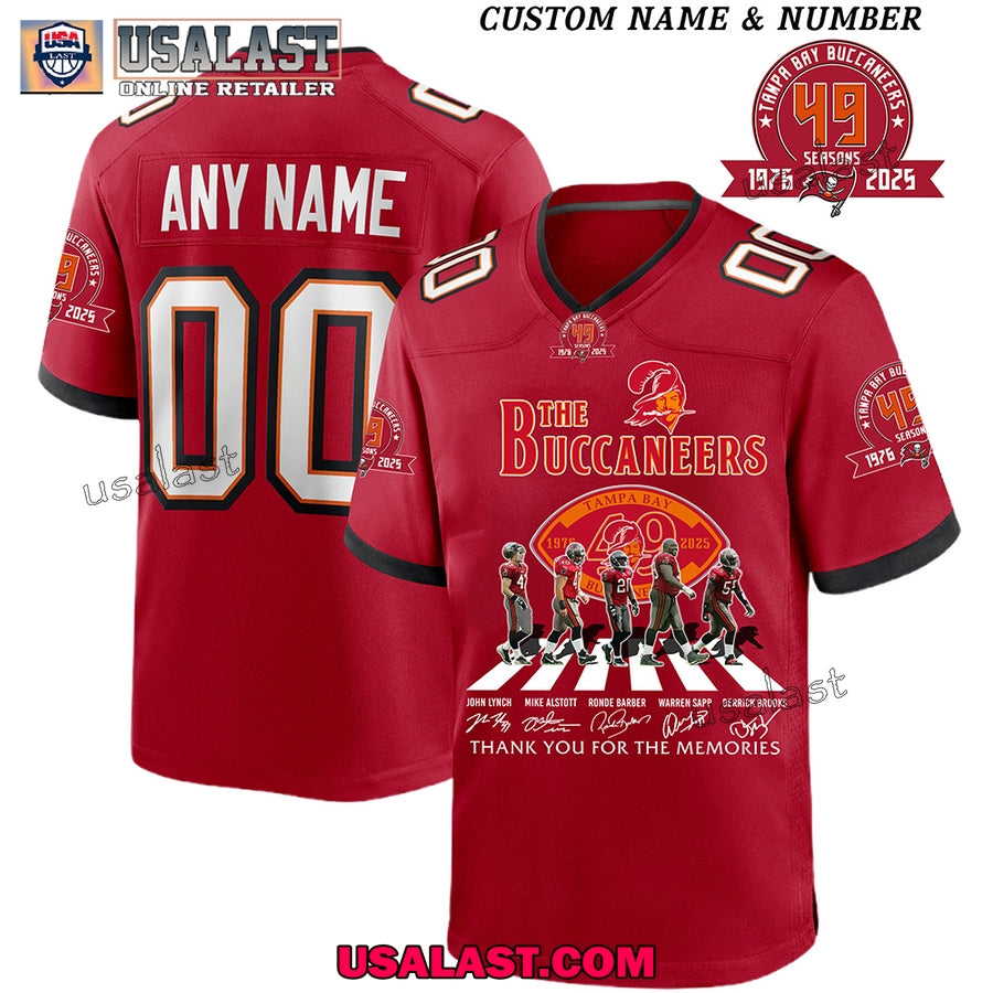 Tampa Bay Buccaneers 49th Anniversary 1976-2025 V-neck Jersey Shirt football jersey product view 2