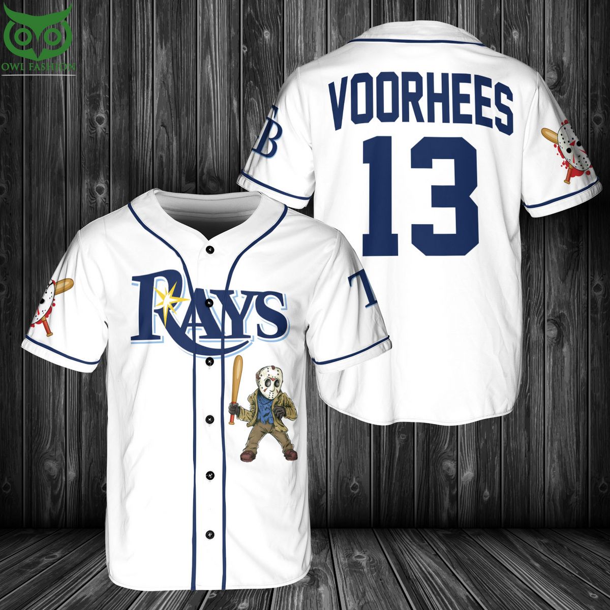 Tampa Bay Rays Jason Voorhees Baseball Jersey Shirt baseball jersey product view 1