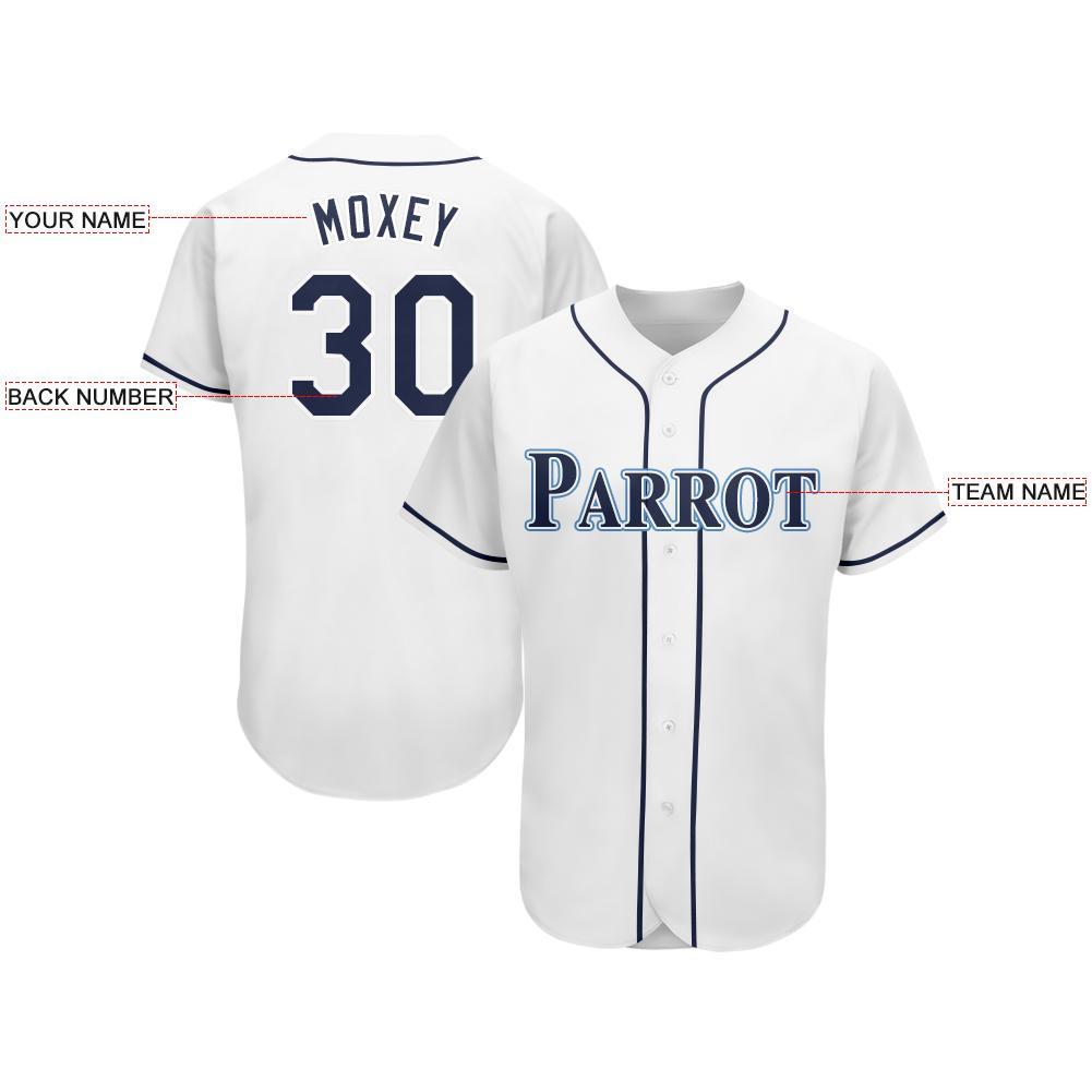 Custom White Navy-Powder Blue Baseball Jersey baseball jersey product view 3