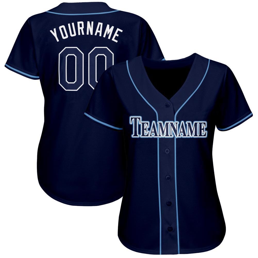 Custom Navy White-Powder Blue Baseball Jersey baseball jersey product view 2