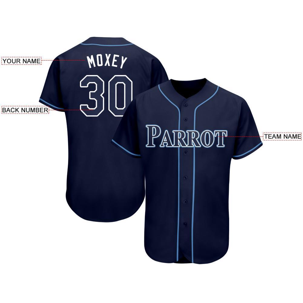 Custom Navy White-Powder Blue Baseball Jersey baseball jersey product view 3