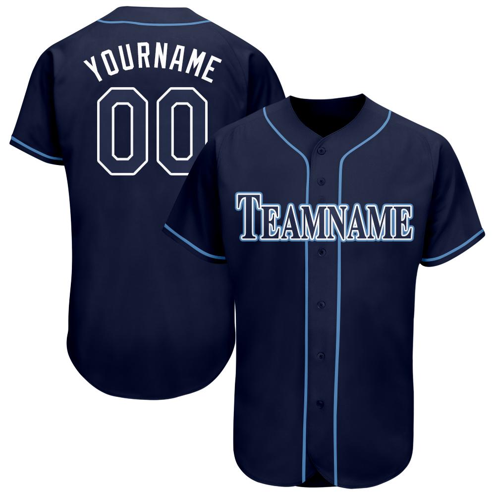 Custom Navy White-Powder Blue Baseball Jersey baseball jersey product view 1