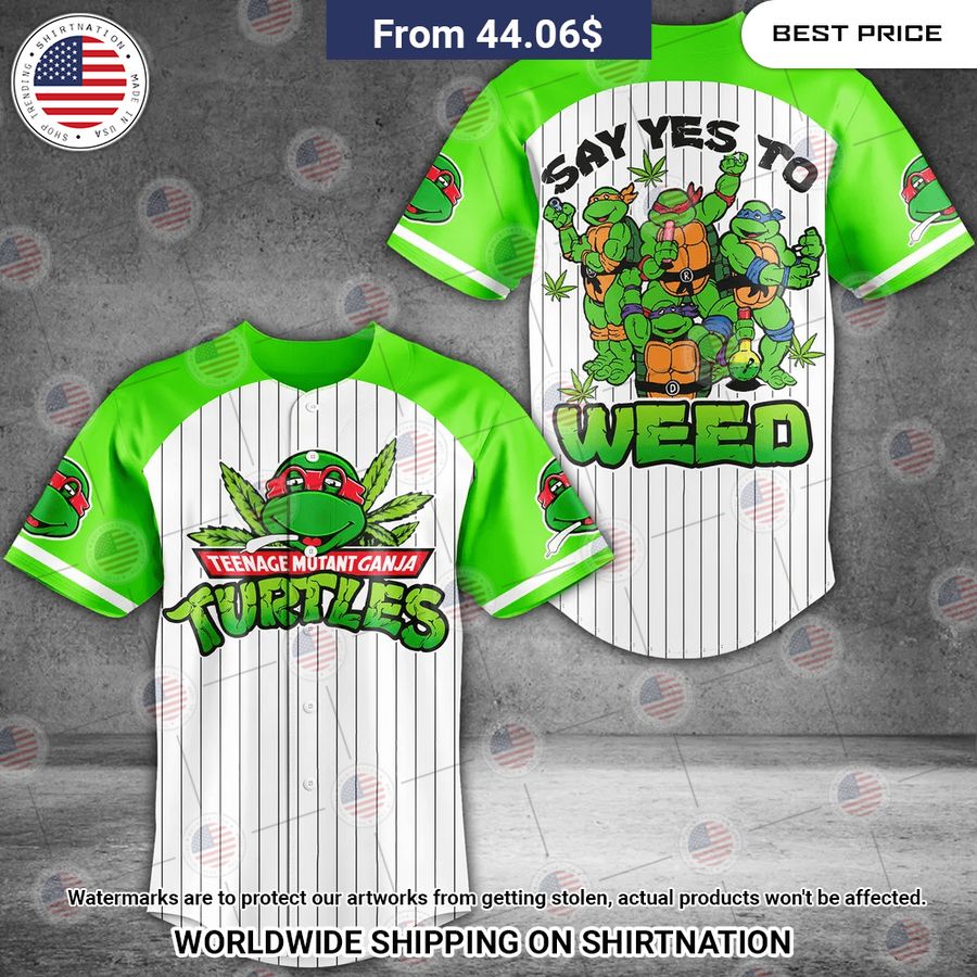 Teenage Mutant Ganja Turtles Say Yes To Weed Baseball Jersey baseball jersey product view 1