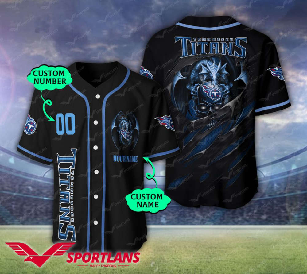 Tennessee Titans Personalized Baseball Jersey BJ0184 - lylyprint.com baseball jersey product view 2
