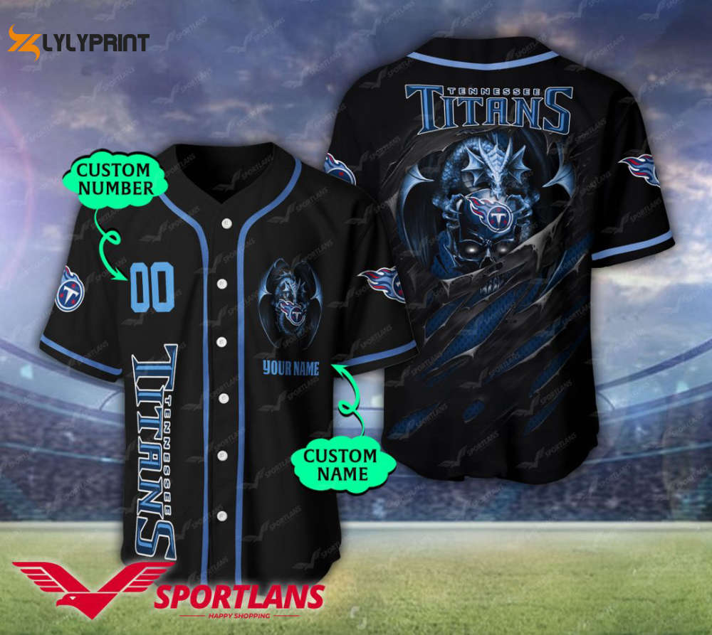 Tennessee Titans Personalized Baseball Jersey BJ0184 - lylyprint.com baseball jersey product view 1