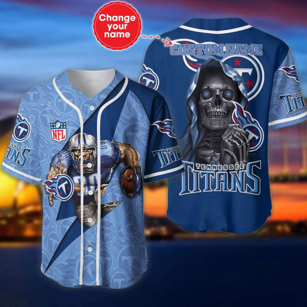 Tennessee Titans Personalized Baseball Jersey - lylyprint.com baseball jersey product view 2