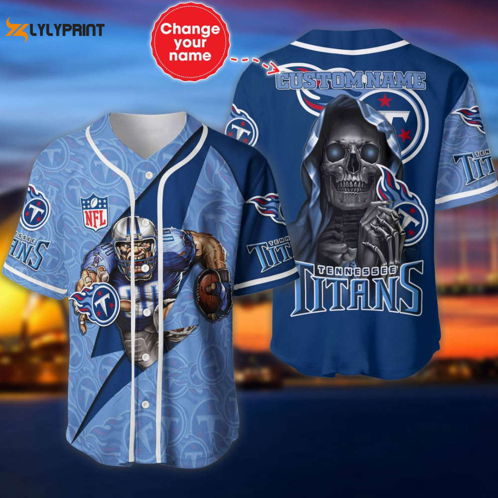 Tennessee Titans Personalized Baseball Jersey - lylyprint.com baseball jersey product view 1