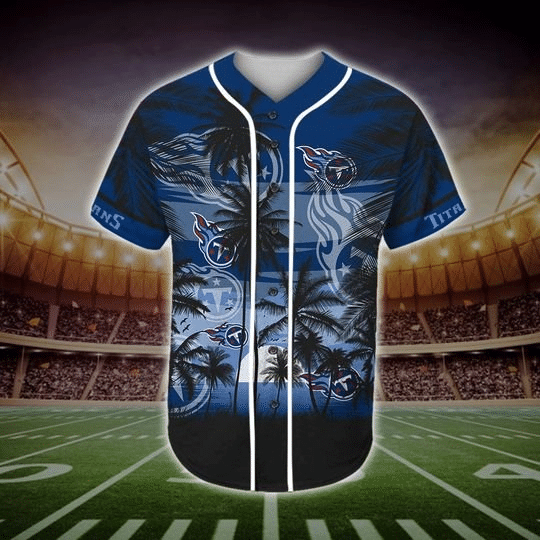 Stay Cool and Stylish with Tennessee Titans Tropical Baseball Jersey - lylyprint.com baseball jersey product view 2