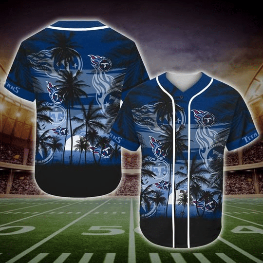 Stay Cool and Stylish with Tennessee Titans Tropical Baseball Jersey - lylyprint.com baseball jersey product view 3