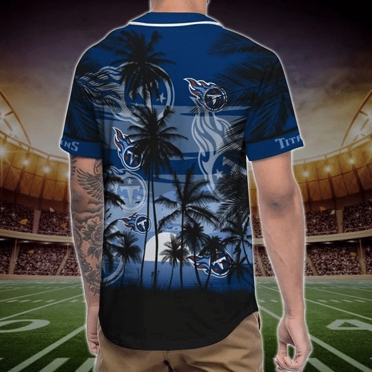 Stay Cool and Stylish with Tennessee Titans Tropical Baseball Jersey - lylyprint.com baseball jersey product view 4