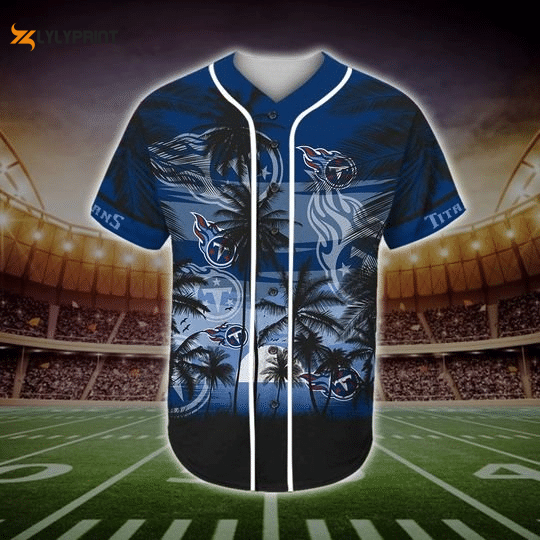 Stay Cool and Stylish with Tennessee Titans Tropical Baseball Jersey - lylyprint.com baseball jersey product view 1