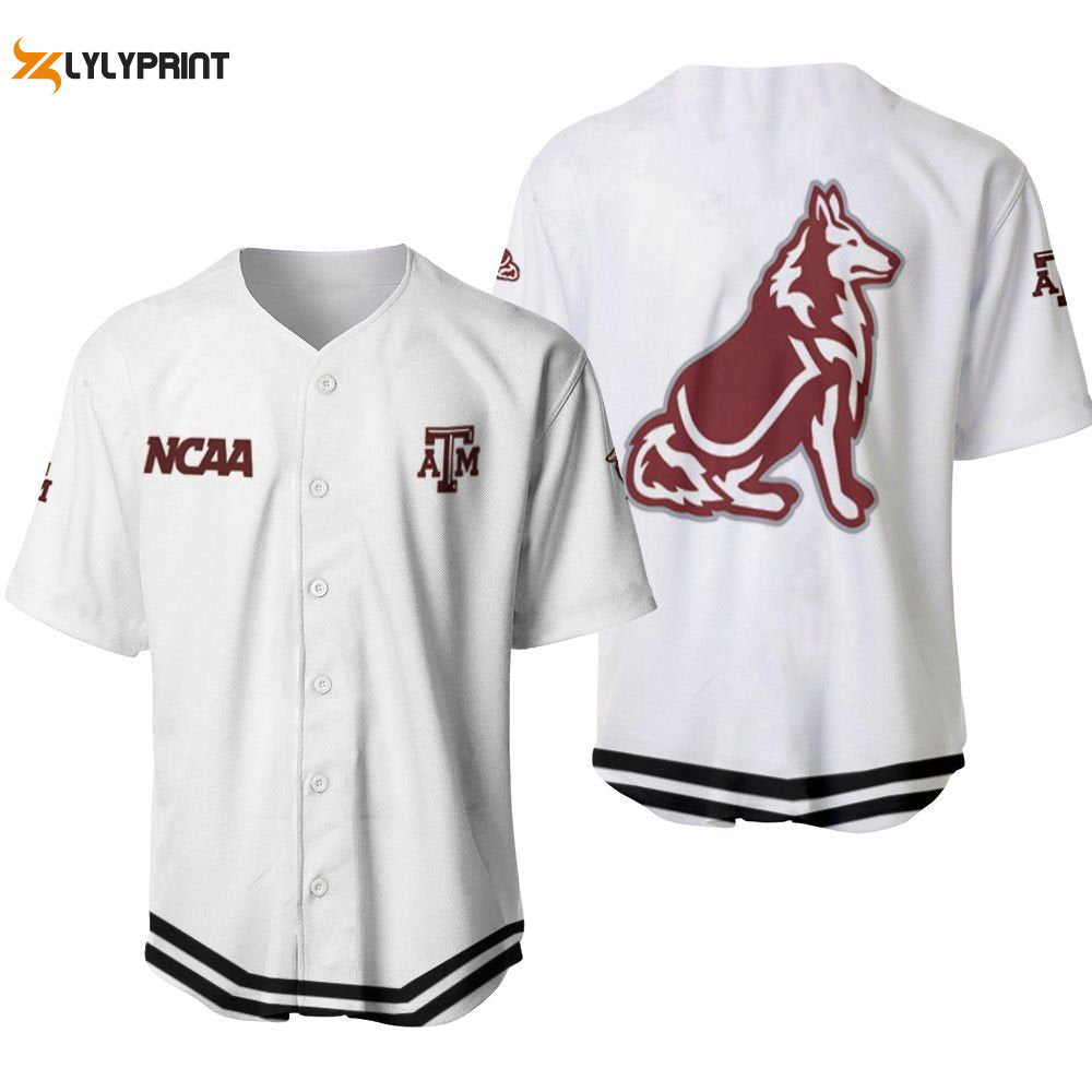 Texas Am Aggies Classic White With Mascot Gift For Texas Am Aggies Fans Baseball Jersey Gifts for Fans - lylyprint.com baseball jersey product view 1