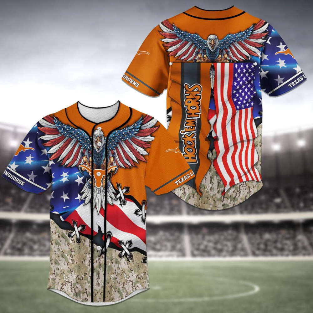 Texas Longhorns Baseball Jersey Gift For Men Women - lylyprint.com baseball jersey product view 2